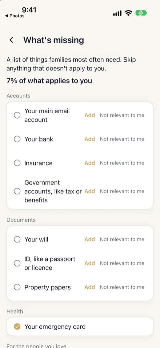 The checklist of what's missing