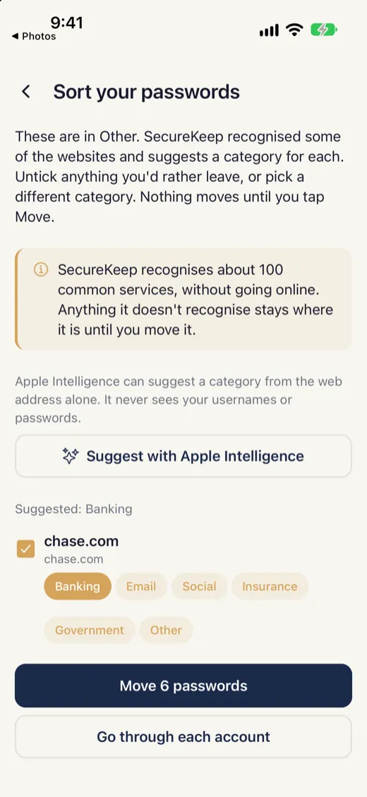 Suggested categories to check