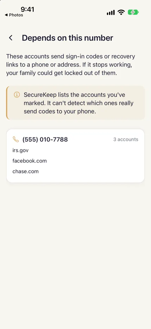 Accounts that depend on your phone number