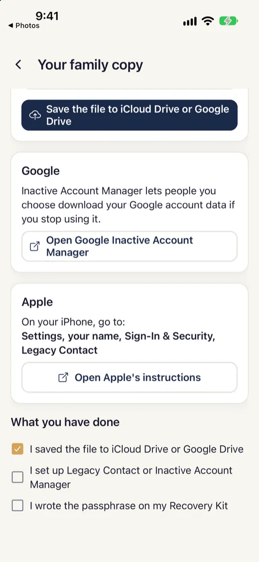 The page that points to Apple and Google's own settings