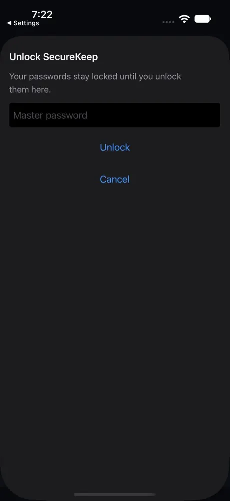 SecureKeep asking for Face ID before it shows any logins